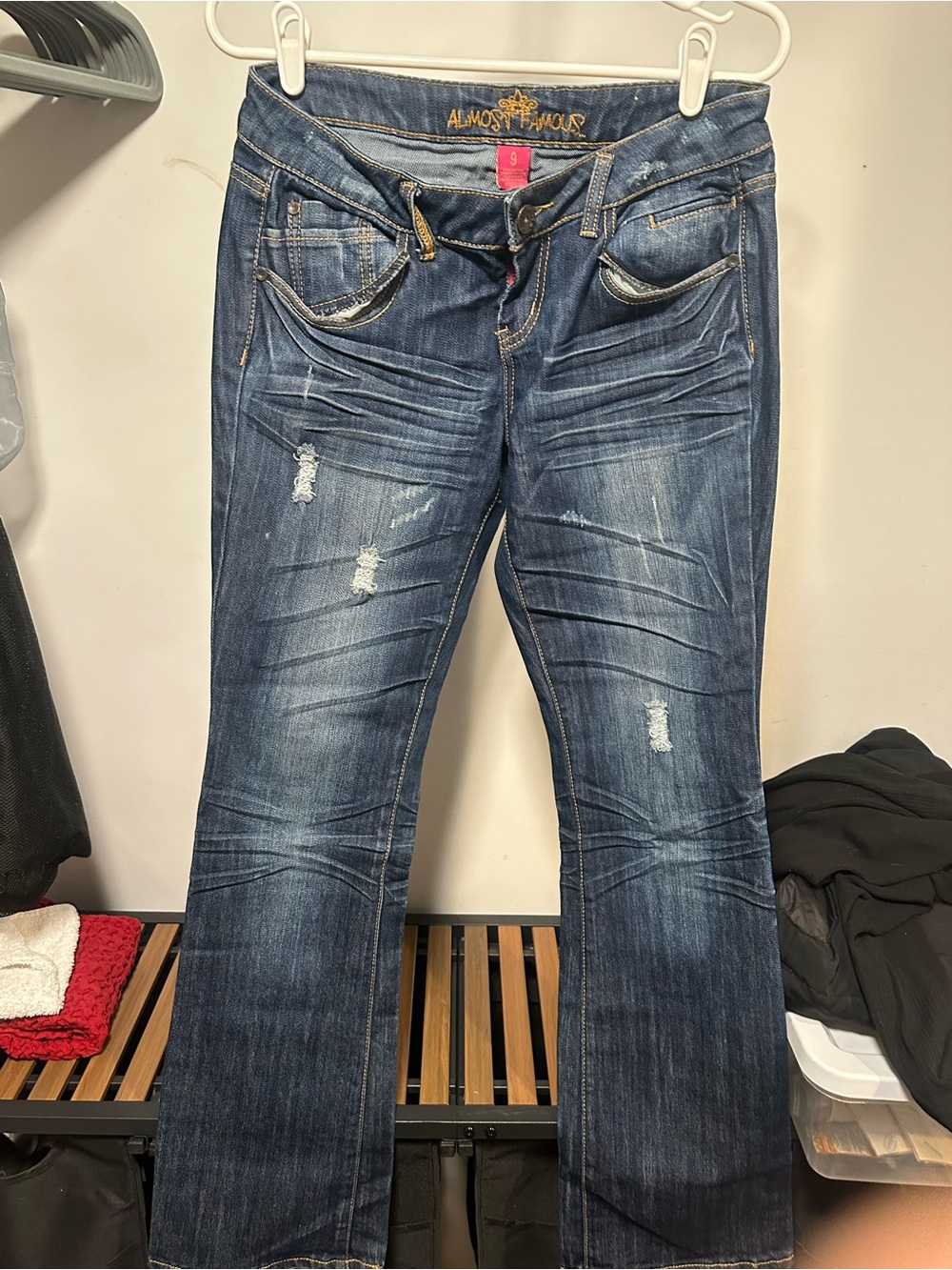 Almost Famous Dark Blue Distressed Flare Jeans